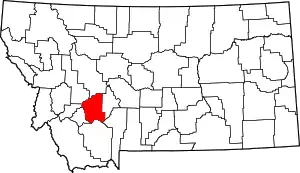 Map of Montana highlighting Jefferson County