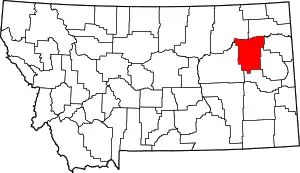 State map highlighting McCone County