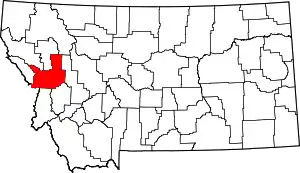 Map of Montana highlighting Missoula County