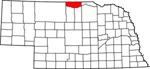 Map of Nebraska highlighting Keya Paha County