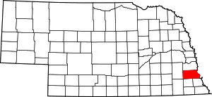 State map highlighting Otoe County