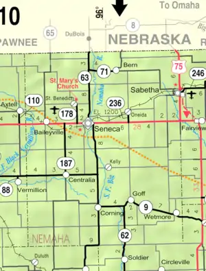 KDOT map of Nemaha County (legend)