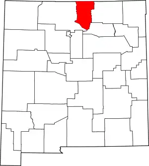 Map of New Mexico highlighting Taos County