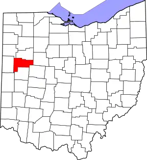 Map of Ohio highlighting Auglaize County