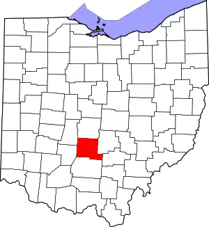 State map highlighting Pickaway County