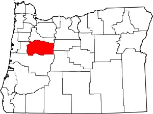 Map of Oregon highlighting Linn County