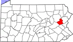 Map of Pennsylvania highlighting Carbon County