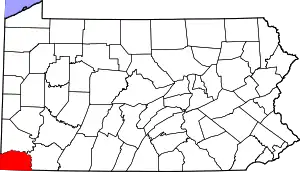 Map of Pennsylvania highlighting Greene County