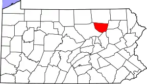 Map of Pennsylvania highlighting Sullivan County