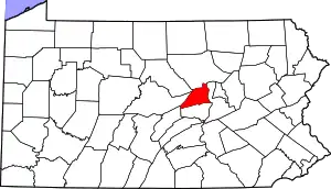 Map of Pennsylvania highlighting Union County