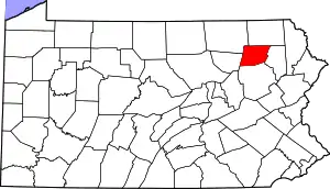 State map highlighting Wyoming County