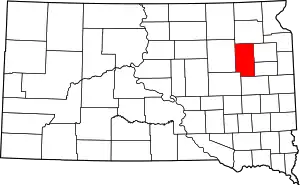 Map of South Dakota highlighting Clark County