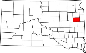 Map of South Dakota highlighting Hamlin County