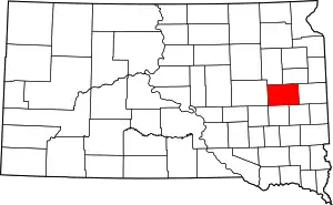 Map of South Dakota highlighting Kingsbury County