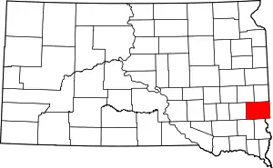 Map of South Dakota highlighting Minnehaha County