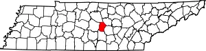 Map of Tennessee highlighting Cannon County