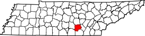 Map of Tennessee highlighting Grundy County