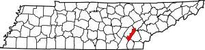 Map of Tennessee highlighting Meigs County