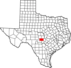 State map highlighting Gillespie County