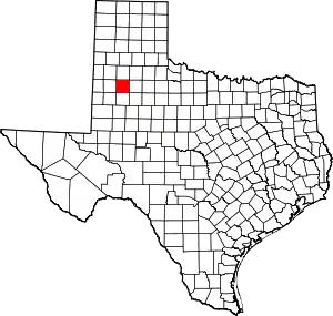 Map of Texas highlighting Lubbock County