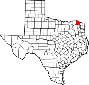 State map highlighting Red River County