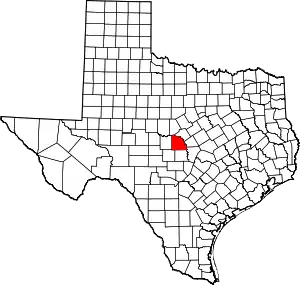 State map highlighting San Saba County