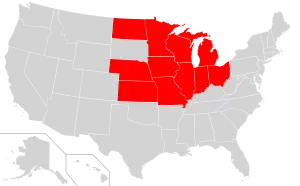 The states in which the Diocese of the Midwest has jurisdiction.