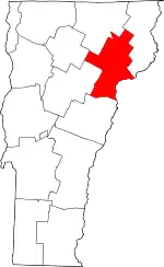 State map highlighting Caledonia County