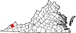 State map highlighting Dickenson County