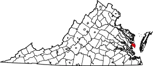 State map highlighting Mathews County