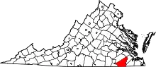 State map highlighting Southampton County