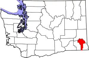 Map of Washington highlighting Garfield County