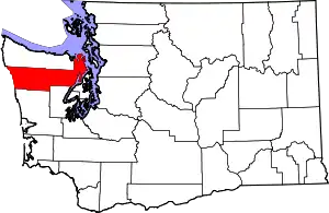 Map of Washington highlighting Jefferson County