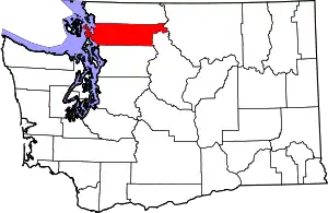 Map of Washington highlighting Skagit County