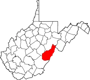 State map highlighting Pocahontas County