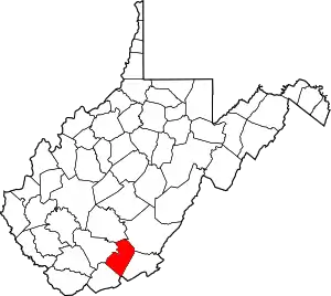 State map highlighting Summers County