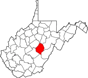 Map of West Virginia highlighting Webster County