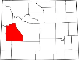 Map of Wyoming highlighting Sublette County