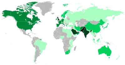 Image 6Distribution of Pakistani diaspora  Pakistan  + 1,000,000  + 100,000  + 10,000  + 1,000 (from Pakistanis)