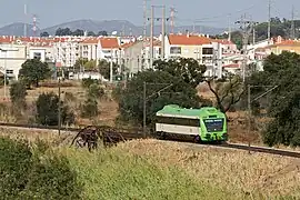 Diesel unit of the Beira Baixa rail line at Entroncamento