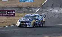 The FG Falcon of Mark Winterbottom at Queensland Raceway in August 2011.