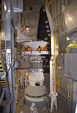 Mars Pathfinder loading into a rocket.