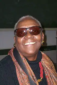 Condé after her talk at Montclair State University (New Jersey) on November 6, 2006