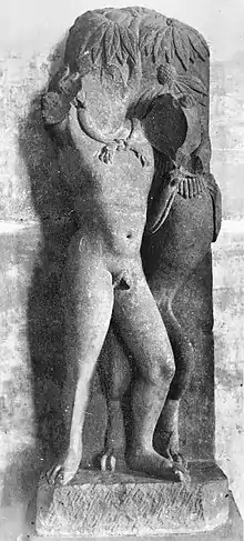 The Mathura Herakles. A statue of Herakles strangling the Nemean lion discovered in Mathura. For a recent photograph see . Early 2nd century CE.