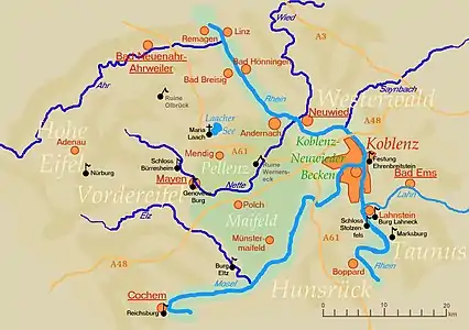 Map of the Koblenz region