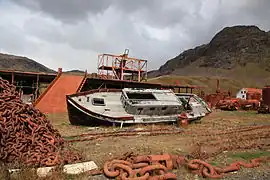 Abandoned buildings at Grytviken.