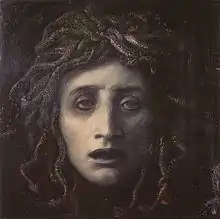 A painting of Greek mythology character Medusa, with whom Shakira was compared on the cover of Dónde Están los Ladrones?