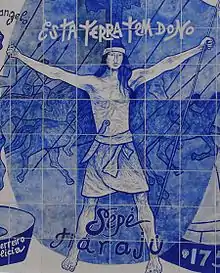 Sepé Tiaraju, the leader of the Guaraní rebels, in the Rio Grande do Sul Epic Memorial, at the entrance of the Mercado Station of the Porto Alegre Metro