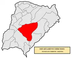 location of Mercedes Department in Corrientes Province