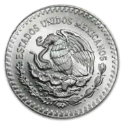 Obverse of the 1982-1999 design showing the coat of arms of Mexico